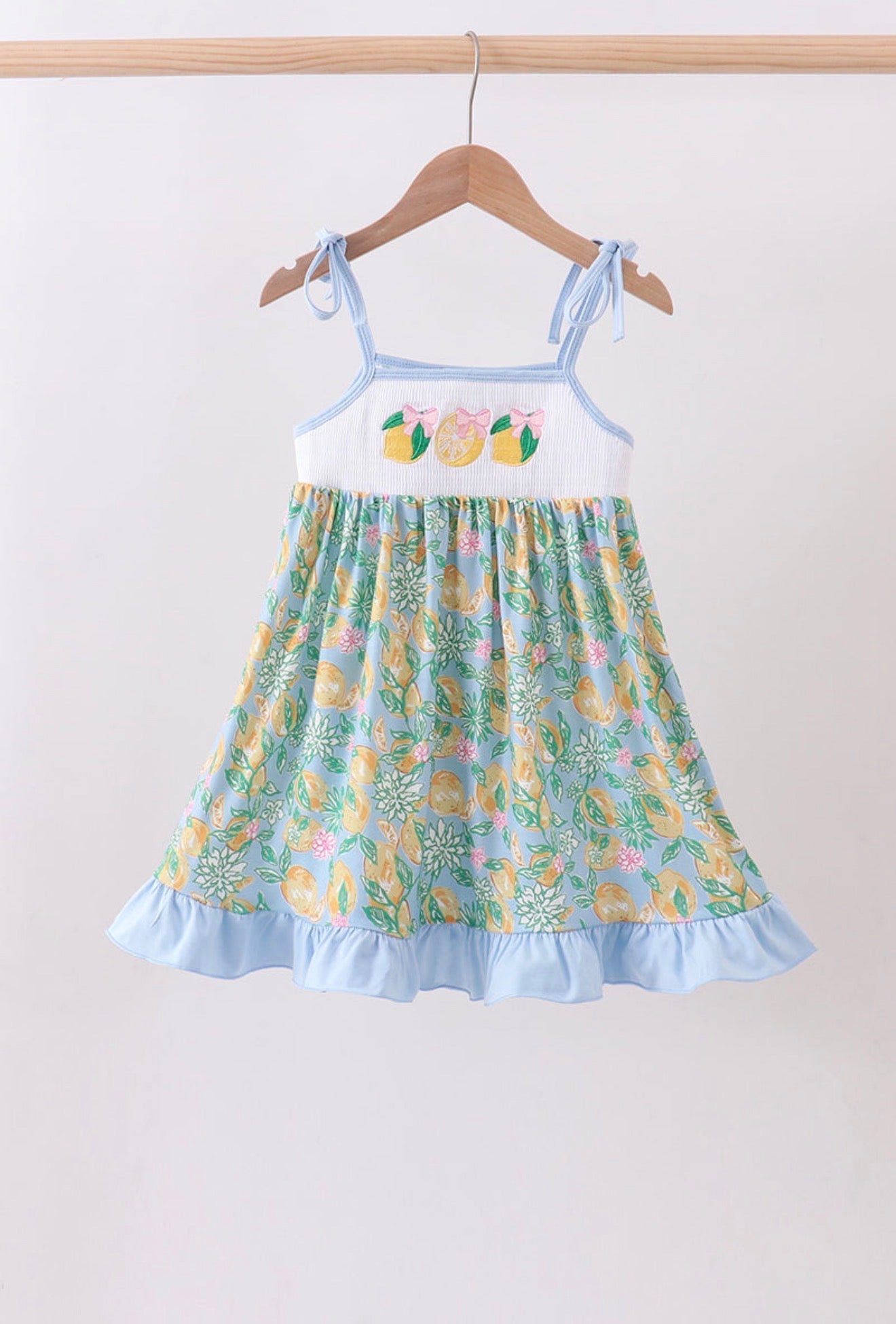 Lemon Smocked Ruffle Dress