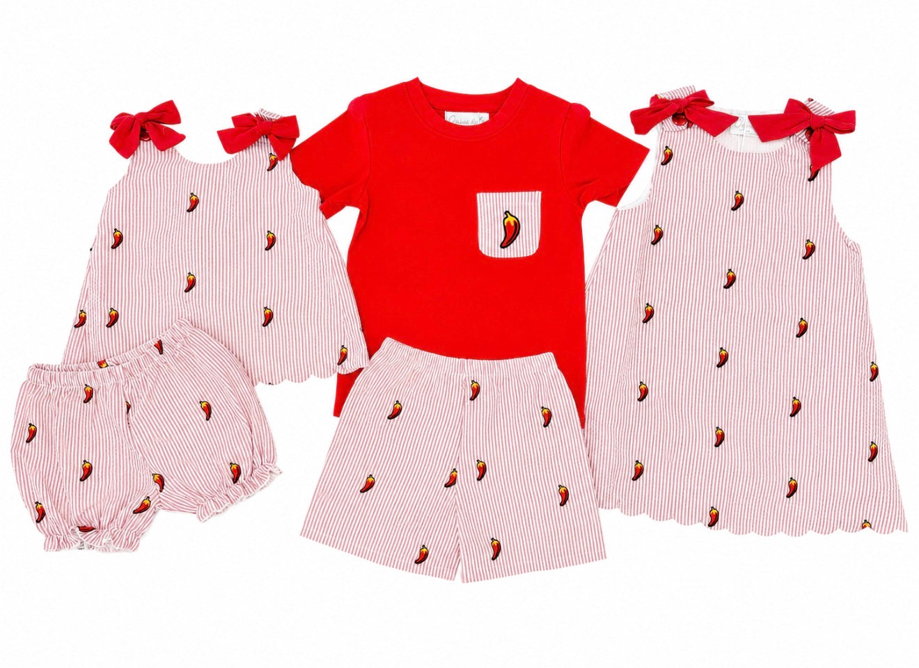 Peppers Embroidered Seersucker Shorts Set