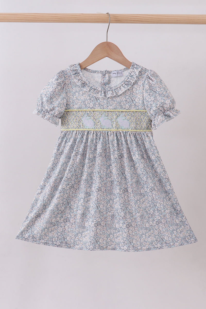 Floral Bunny Smocked Dress