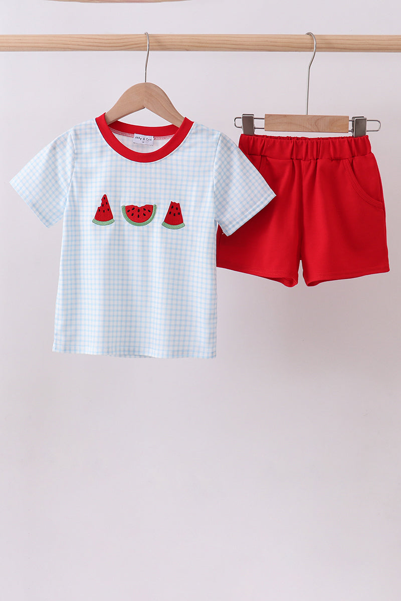 Watermelon Embroidered Shorts Set