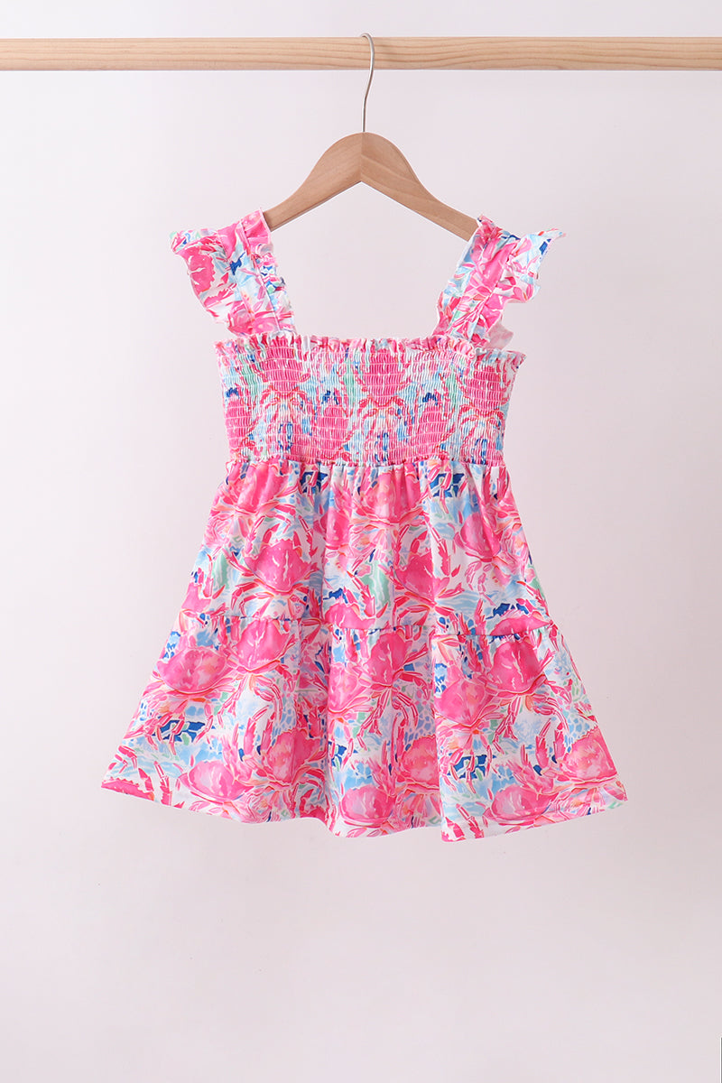 Pink Floral Smocked Dress