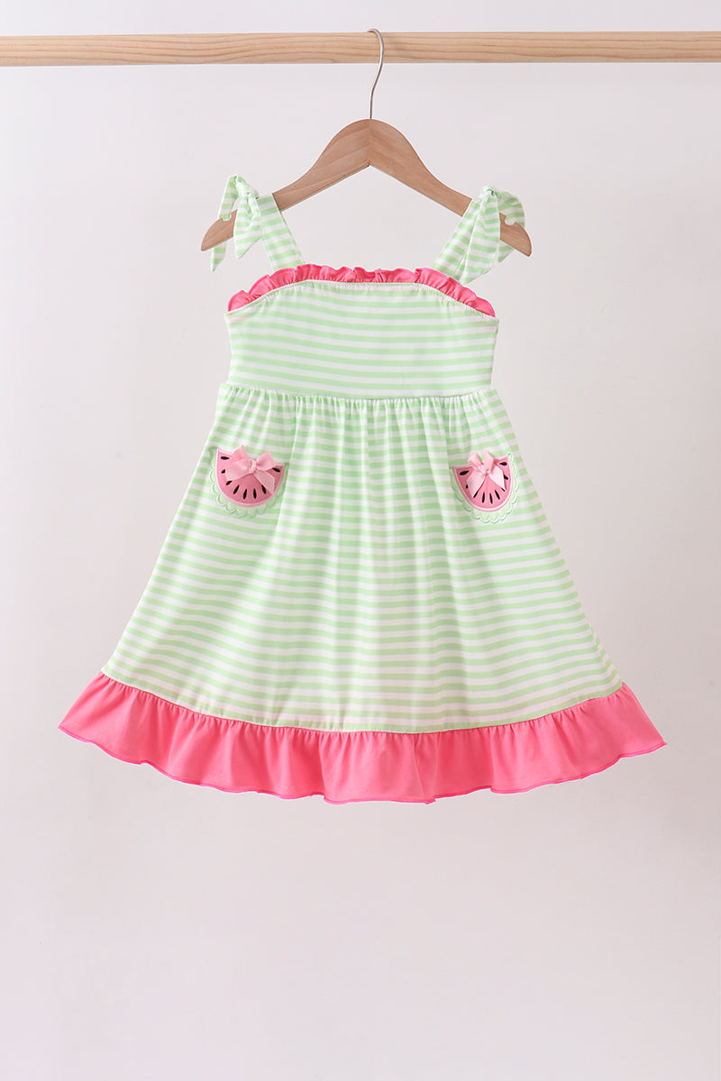 Green Watermelon Applique Dress