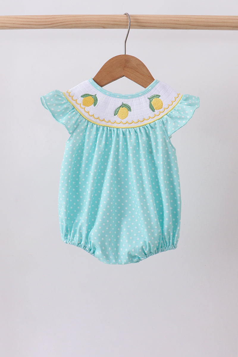 Lemon Smocked Ruffle Bubble