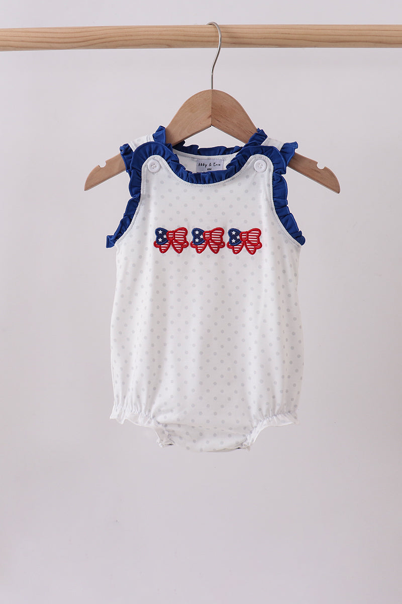 Patriotic Bow Appliqué Ruffle Bubble