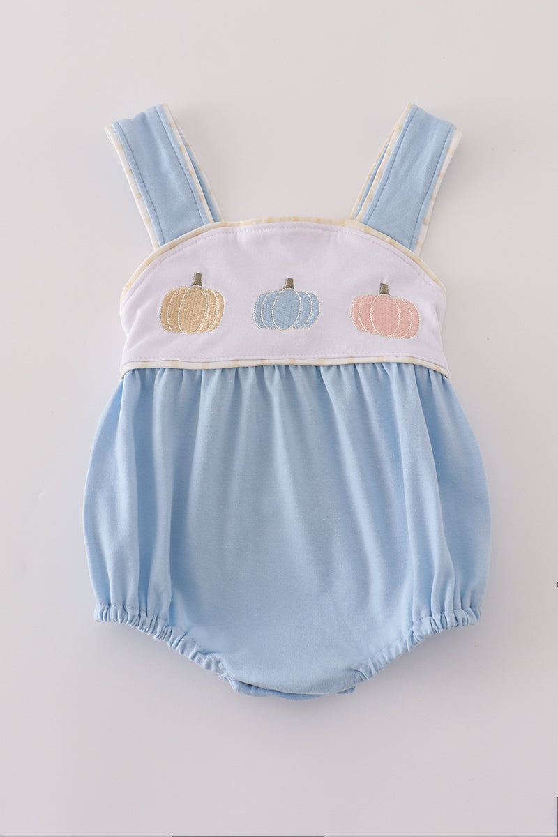 Blue Embroidered Pumpkin Bubble