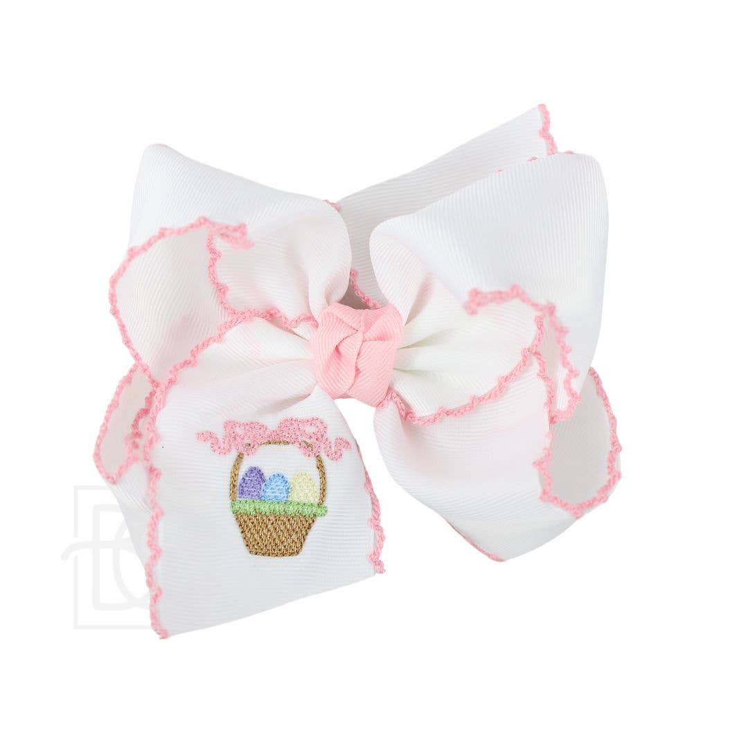 5.5" Embroidered Easter Crochet Edge Bow