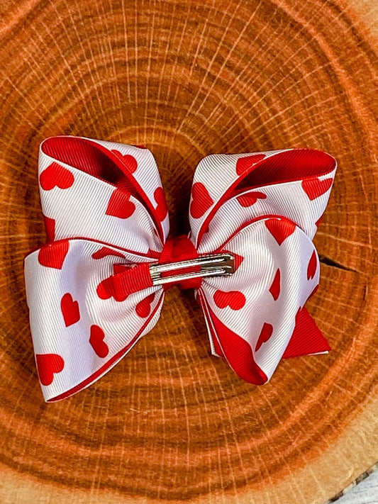 5" Heart Print 2 Layer Hair Bow