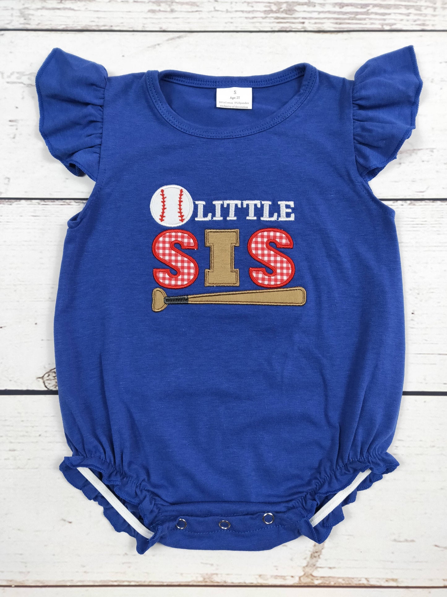 Little SIS Baseball Appliqué Bubble