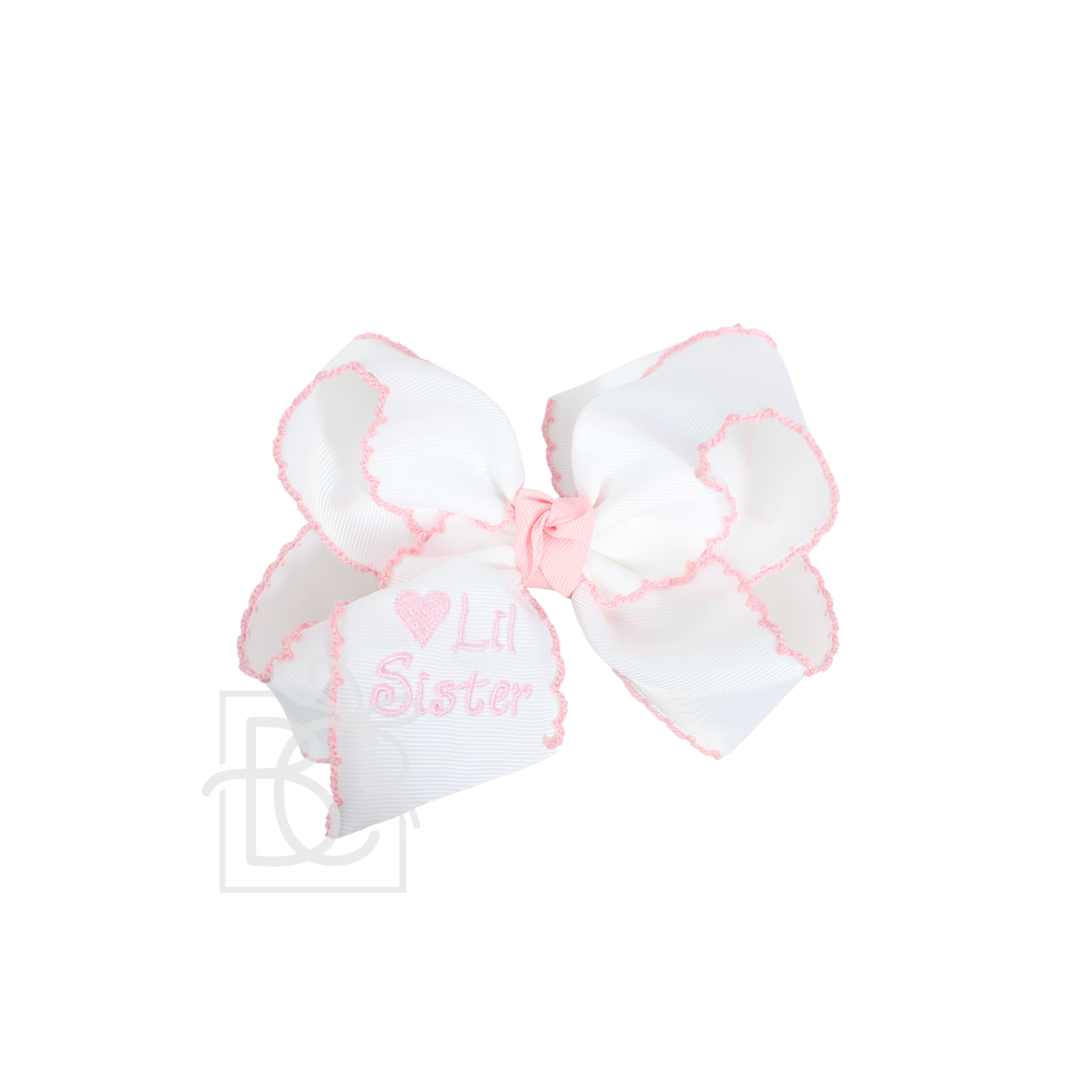 4.5" Embroidered Lil Sister Crochet Edge Bow