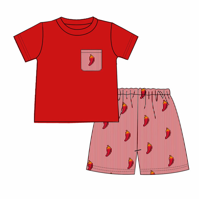 Peppers Embroidered Seersucker Shorts Set