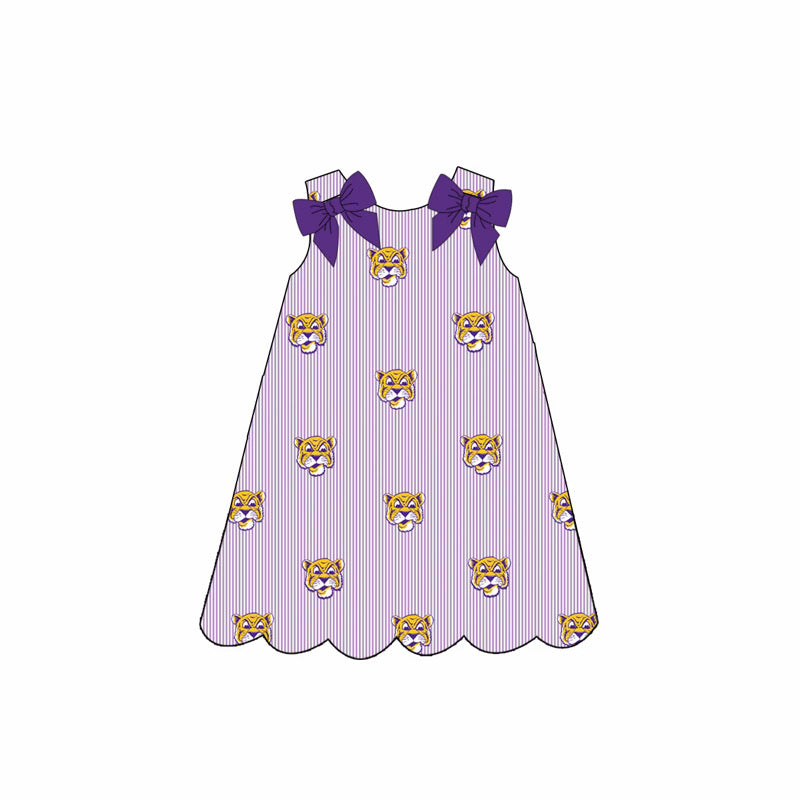 Tigers Embroidered Seersucker Dress