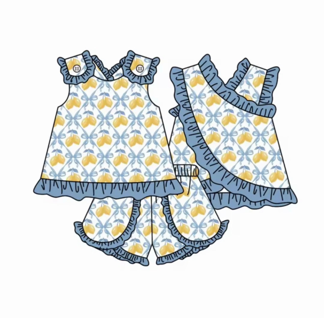 Lemon Swing Back Shorts Set