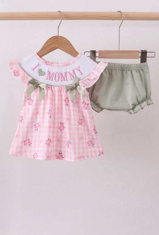 Pink I Love Mommy Bloomer Set