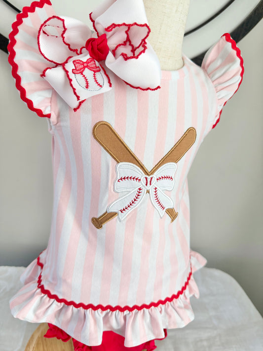 Pink Baseball Bloomer Set