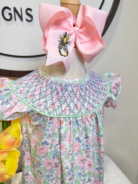 Pastel Floral Smocked Dress