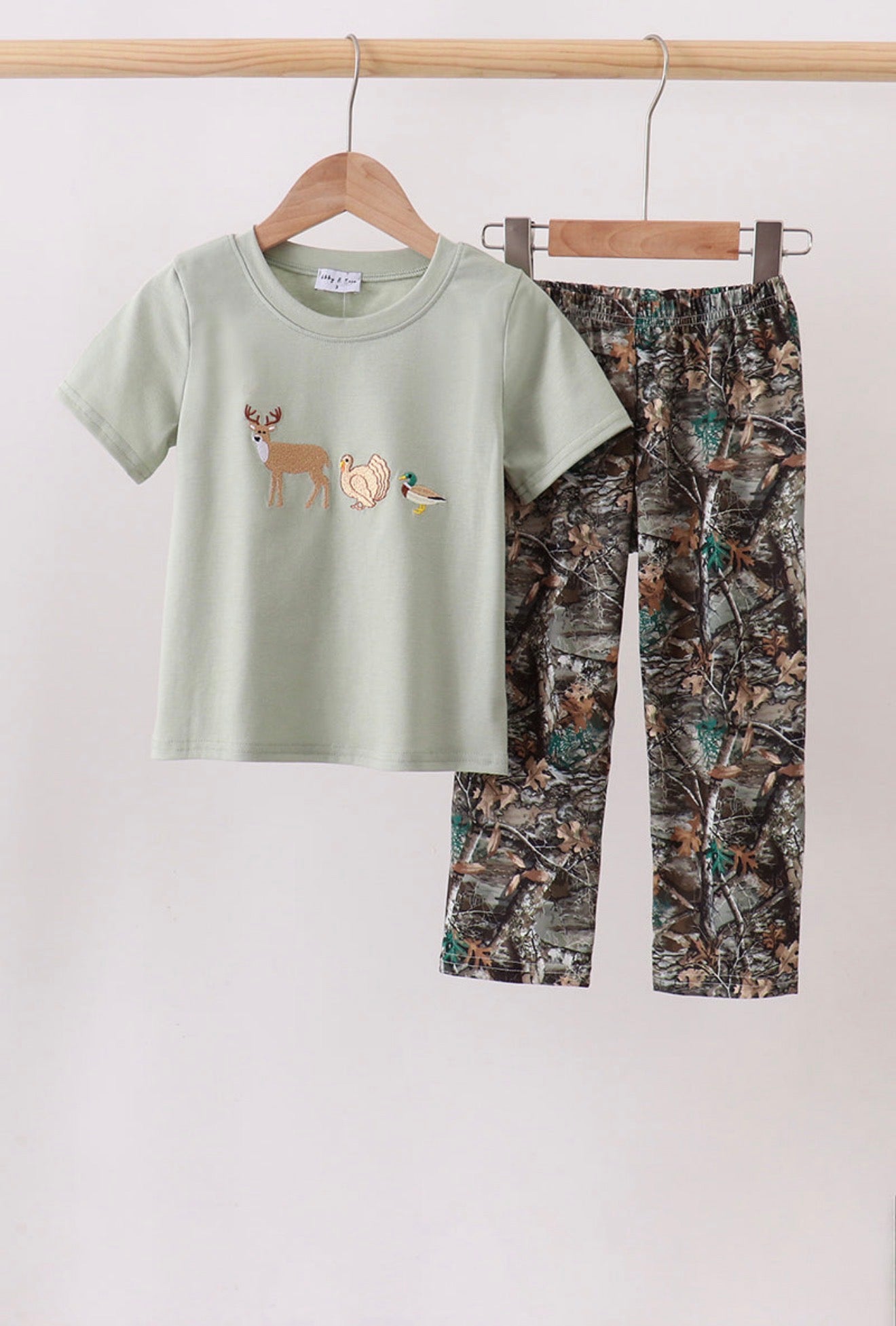 Hunting Embroidered Pants Set