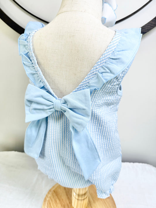 Nautical Seersucker Ruffle Bubble