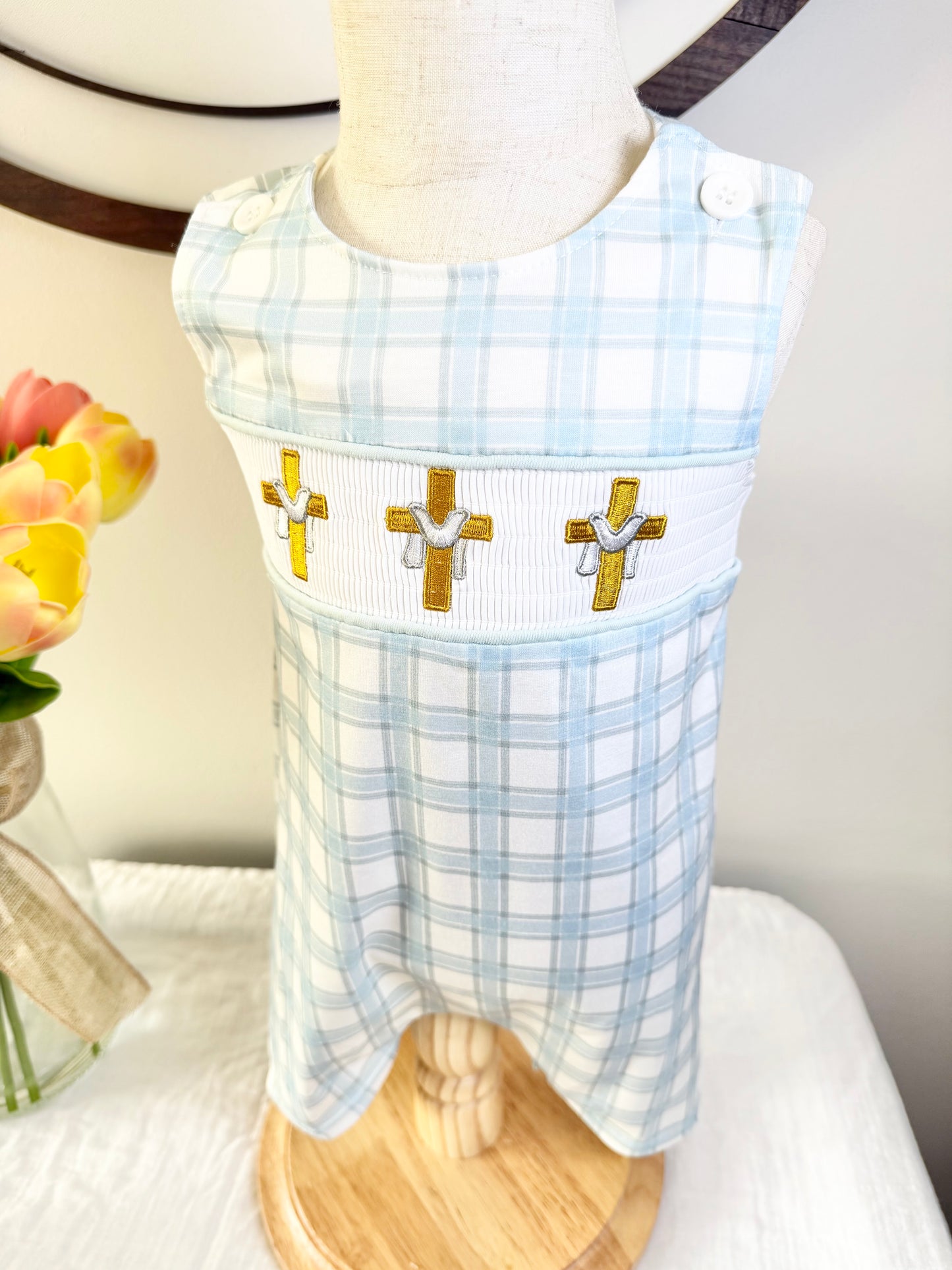 Cross Smocked Plaid Jonjon