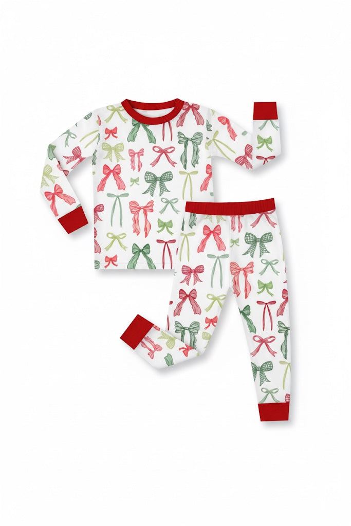Red Bow Bamboo Pajamas Pants Set