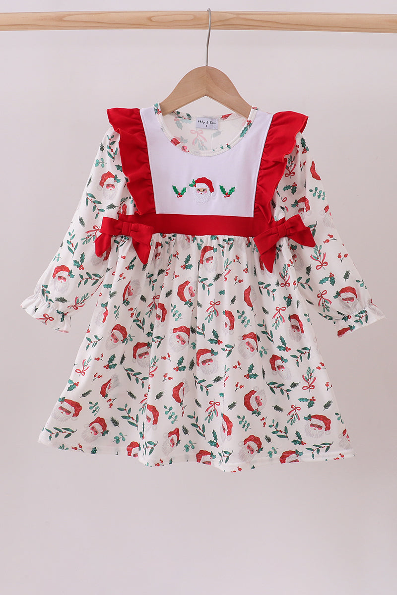 Embroidered Santa Claus Ruffle Dress