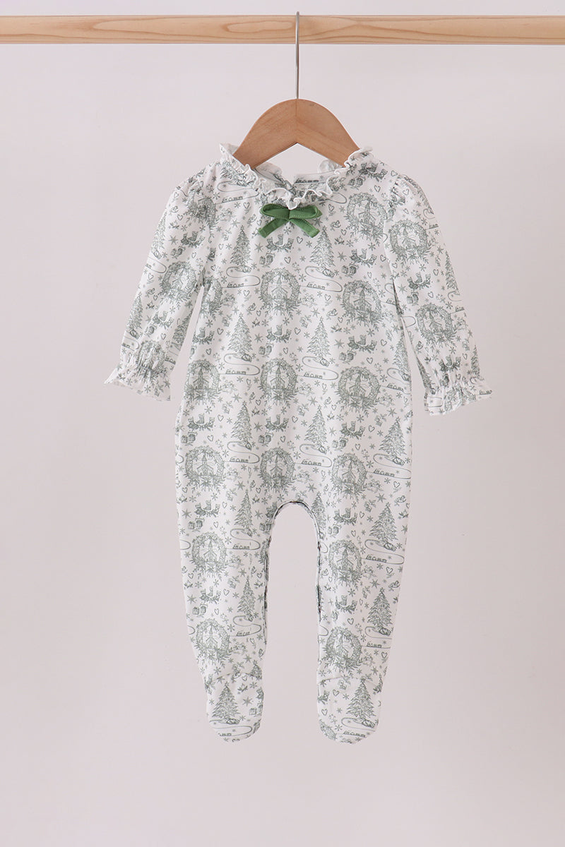 Green Christmas Ruffle Romper