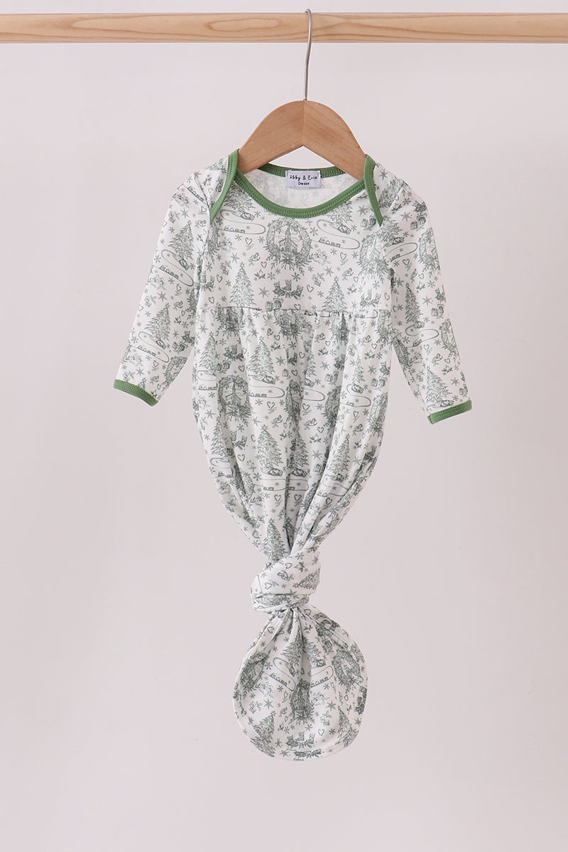 Green Christmas Knotted Baby Gown