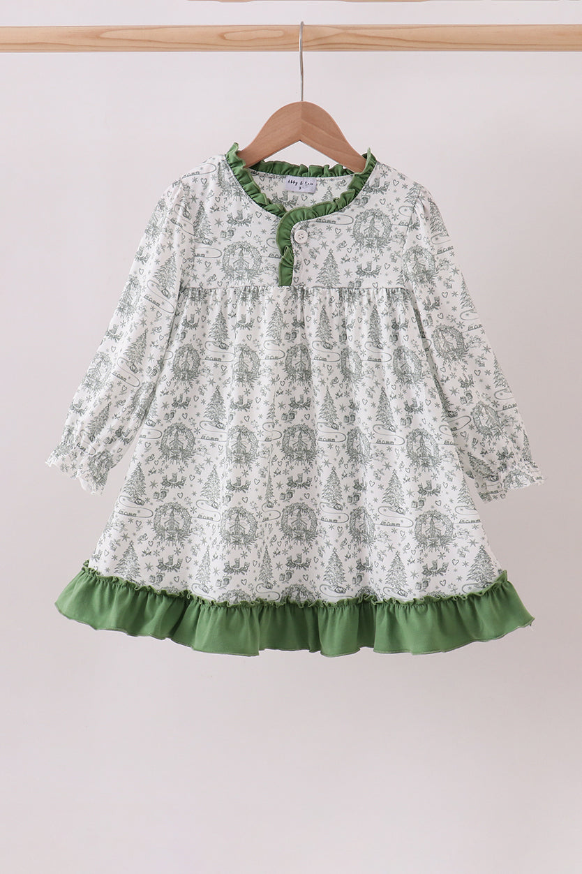 Green Christmas Ruffle Gown