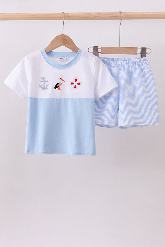 Nautical Seersucker Shorts Set