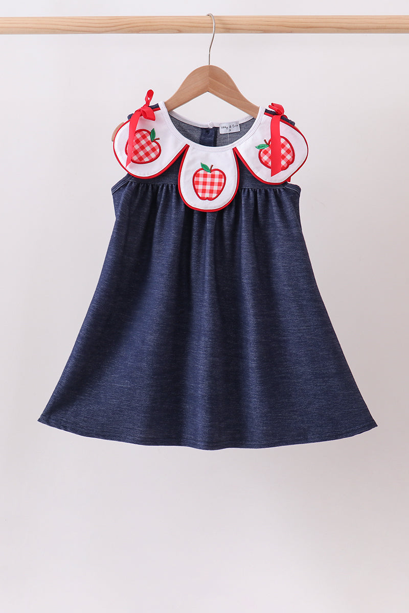 Apple Appliqué Denim Dress