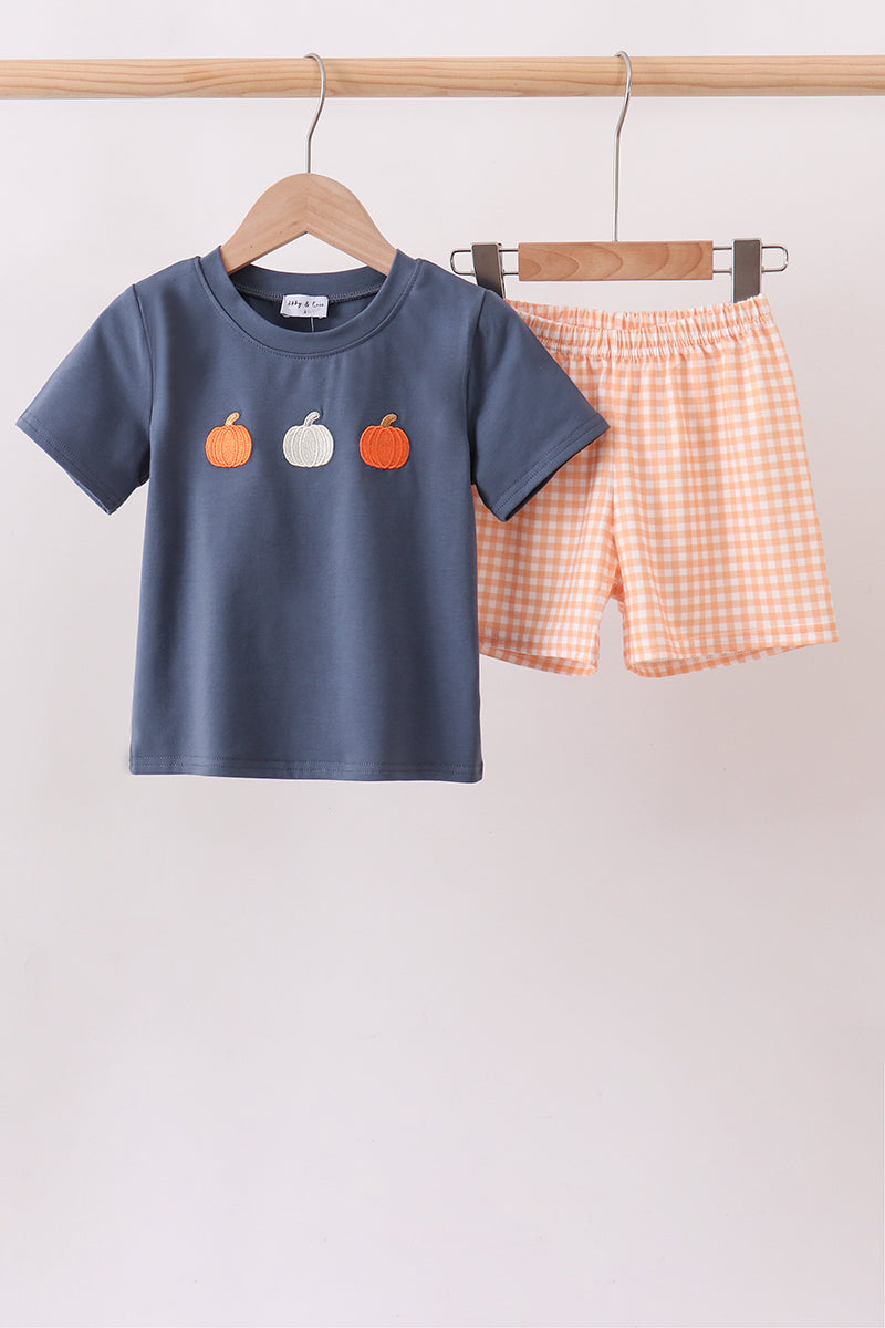 Gingham Pumpkin Shorts Set