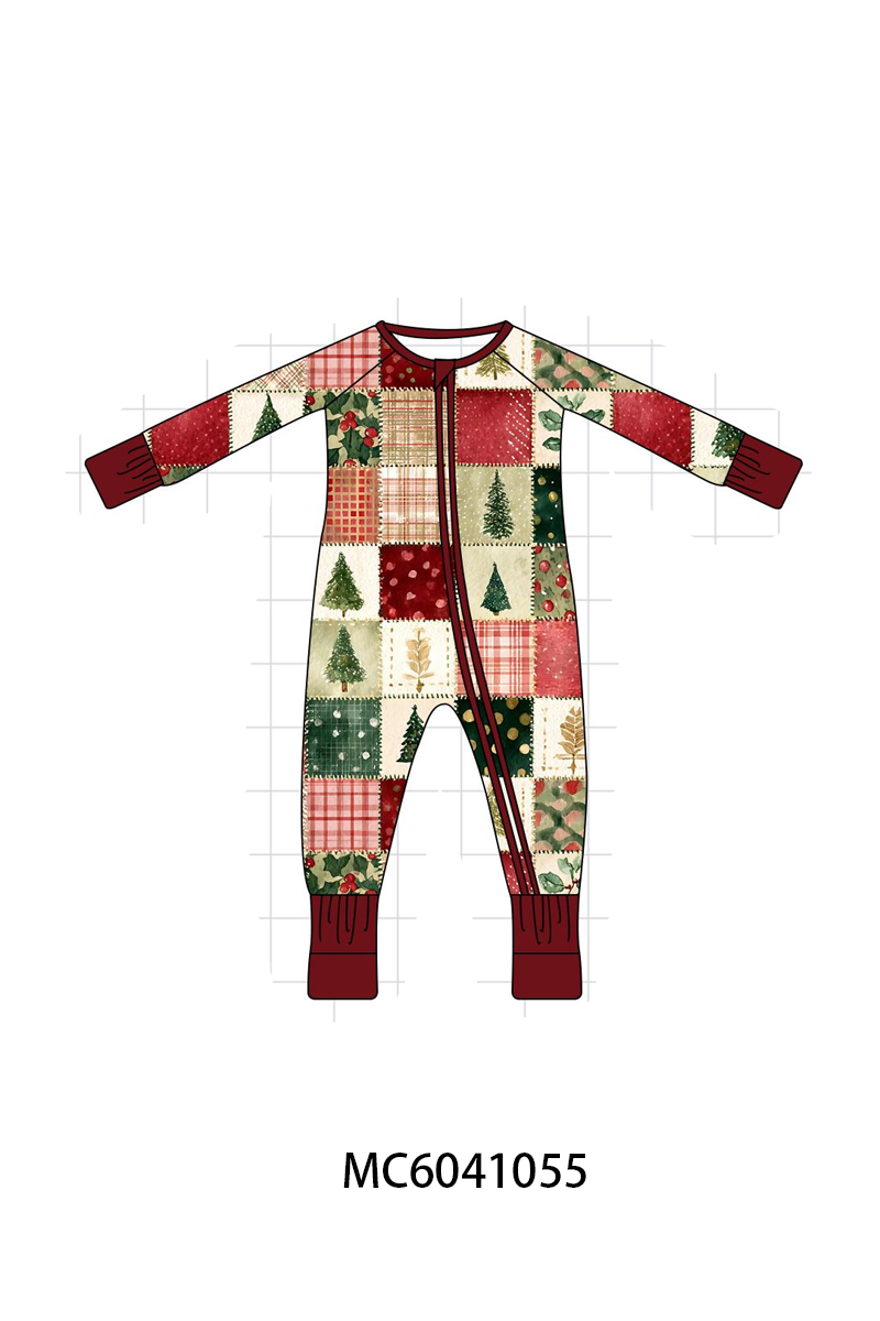 Maroon Checkered Christmas Bamboo Zippy