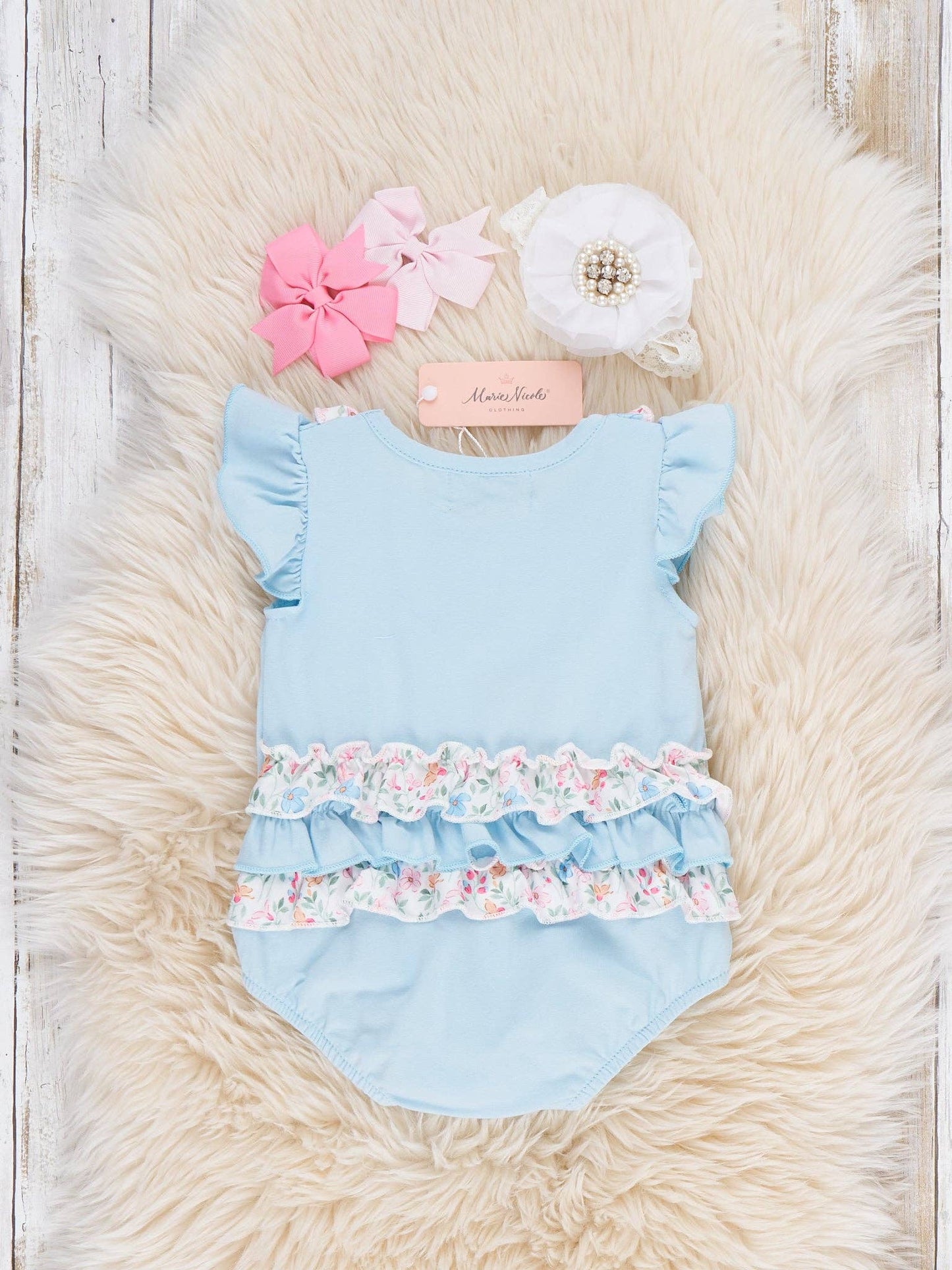 Floral Ears Flutter Embroidered Romper