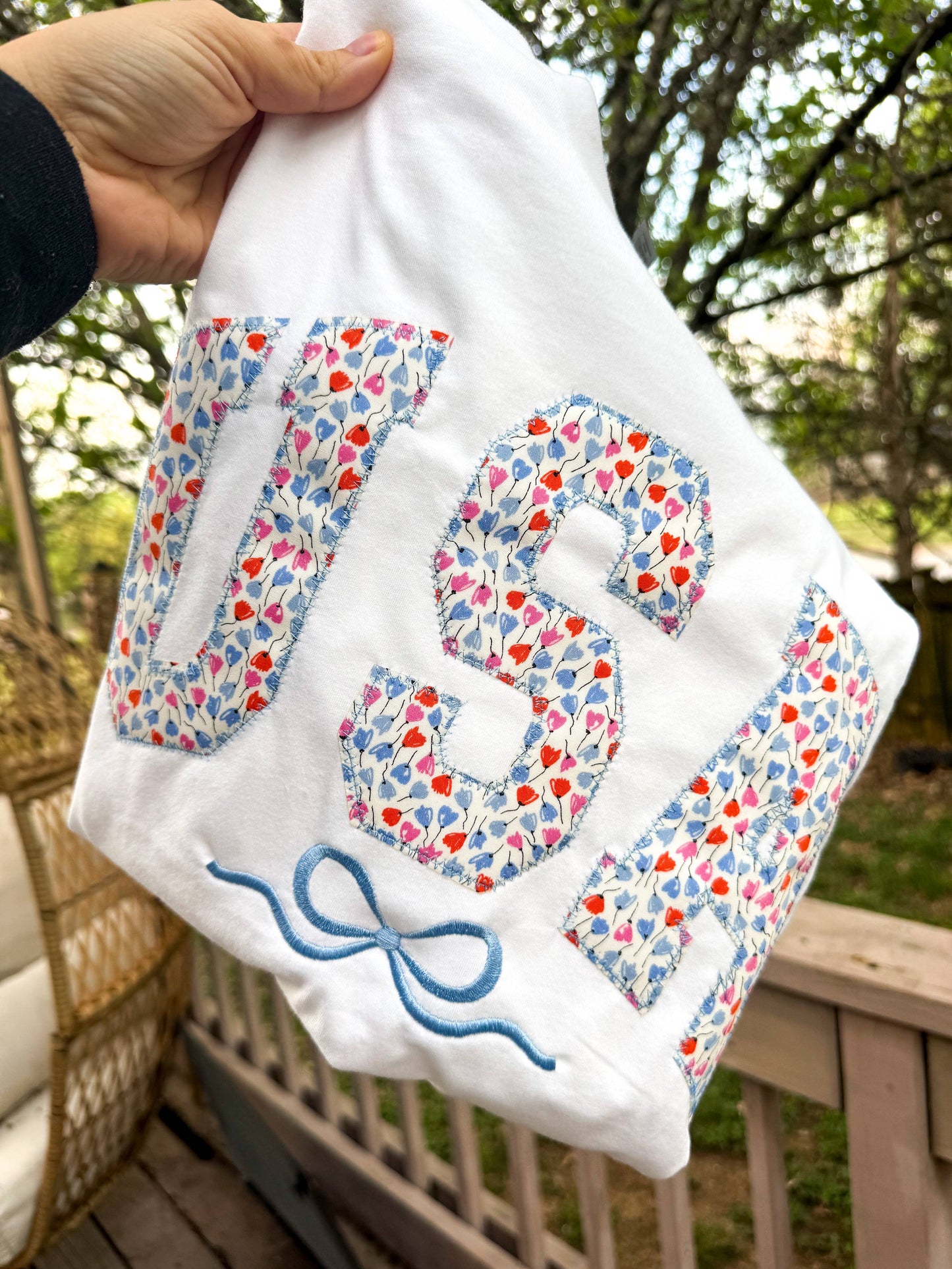 Floral USA Appliqué Graphic Tee