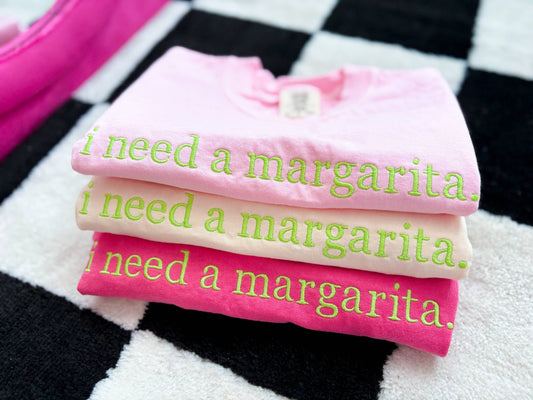 I need a marg Embroidered Tee | Summer Tshirt, Margarita Tee