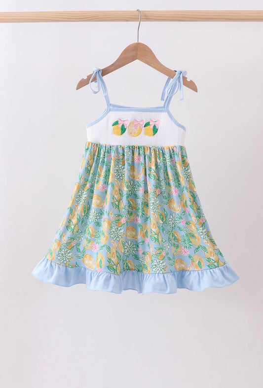 Lemon Smocked Ruffle Dress