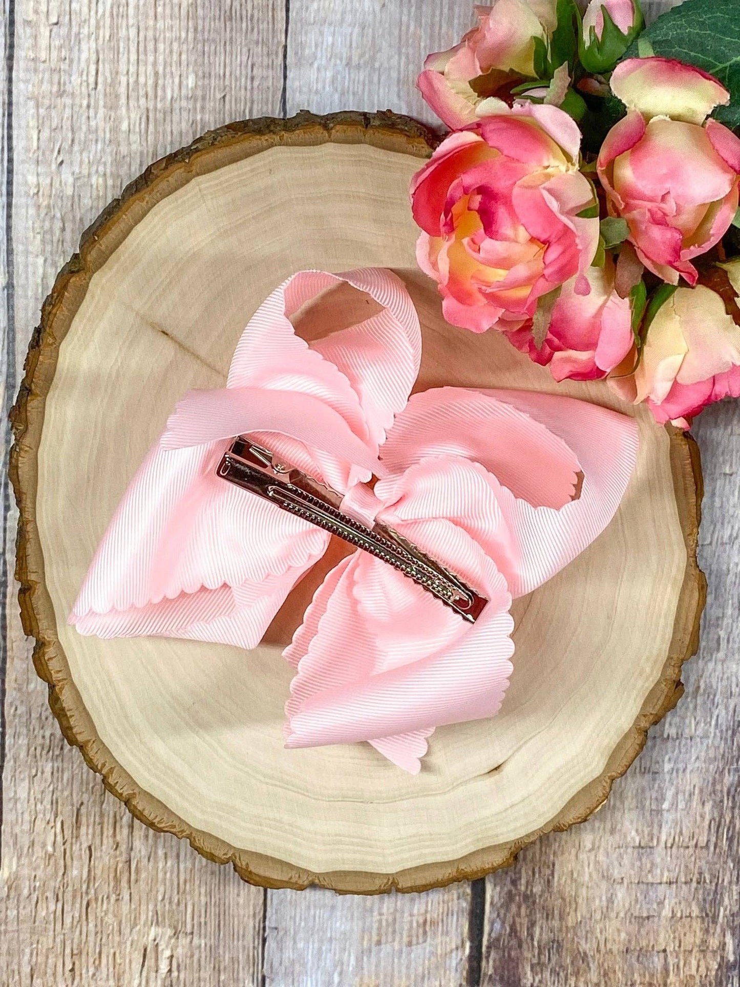 Oversize Scalloped Bows - Alligator Clip - 5.5" (6 colors)