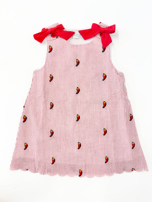 Peppers Embroidered Seersucker Dress