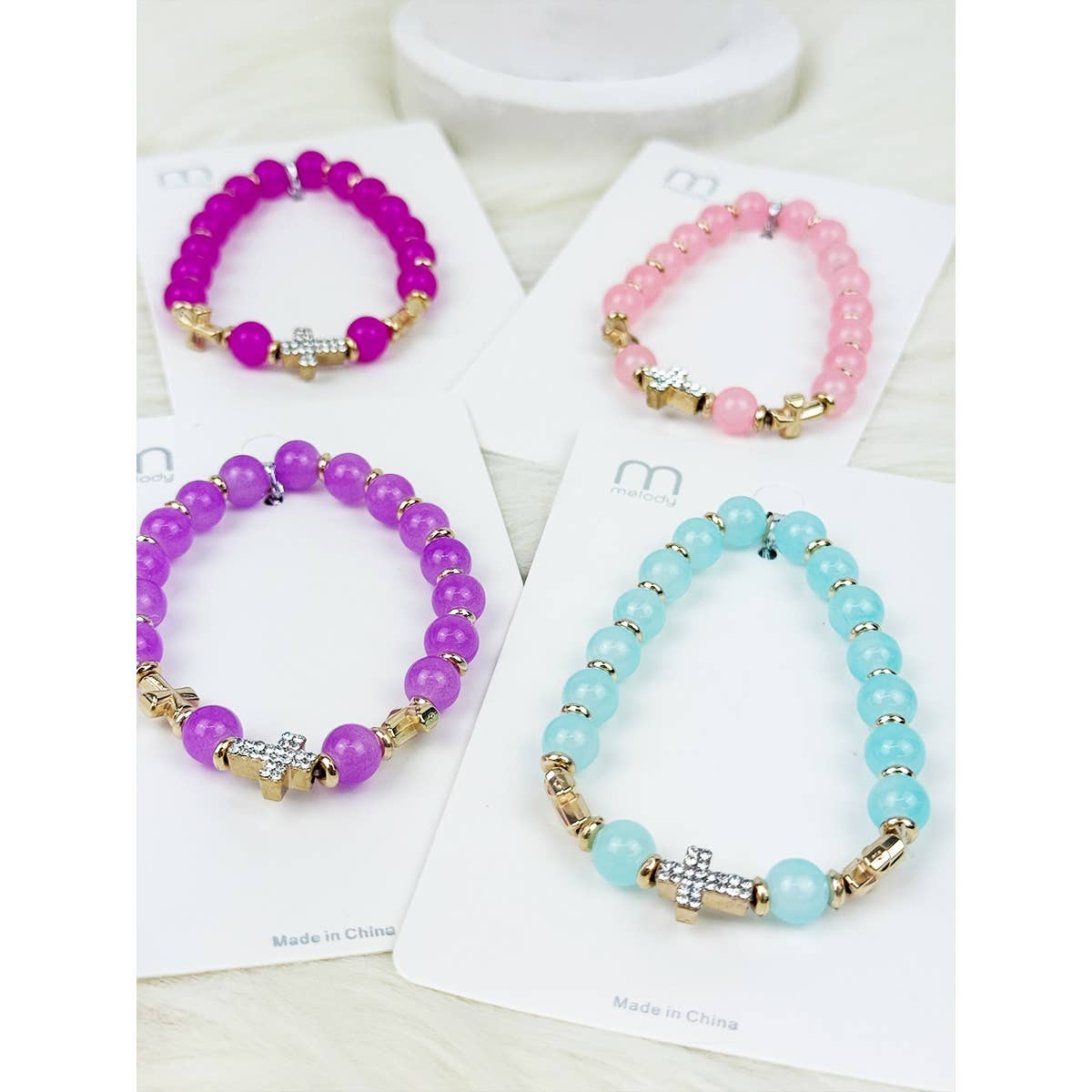 Soft Tone Cross Charm Bracelet