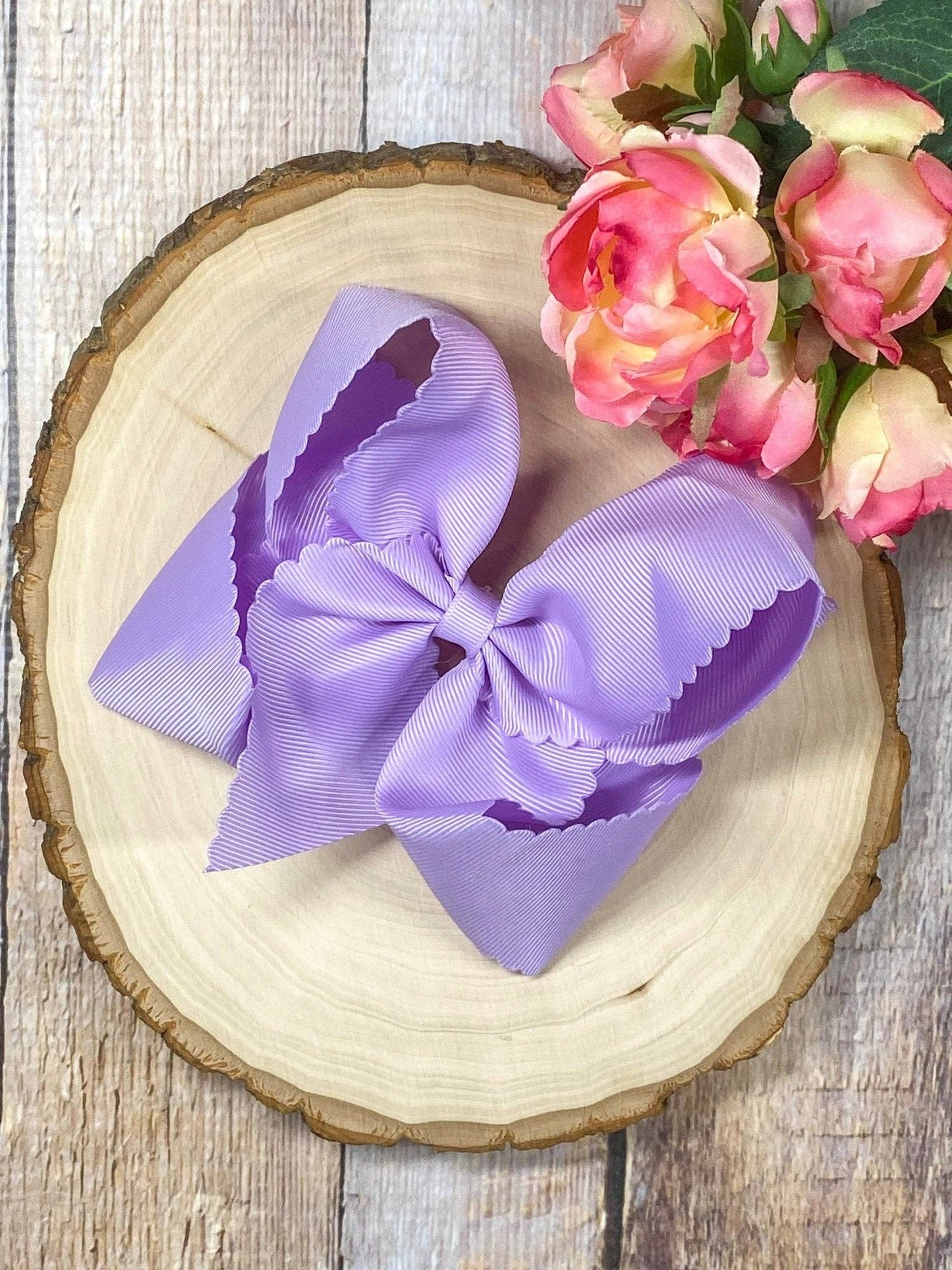 Oversize Scalloped Bows - Alligator Clip - 5.5" (6 colors)