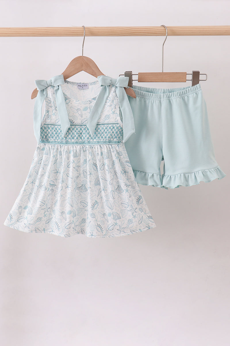 Seashell Smocked Shorts Set
