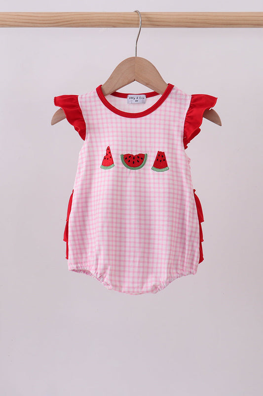 Watermelon Embroidered Ruffle Bubble