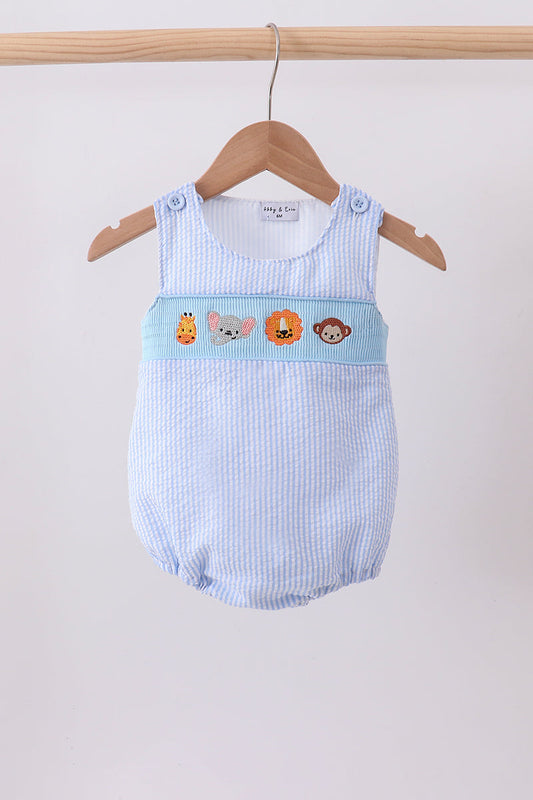Seersucker Animal Smocked Bubble
