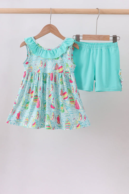 Sailboat Ruffle Shorts Set