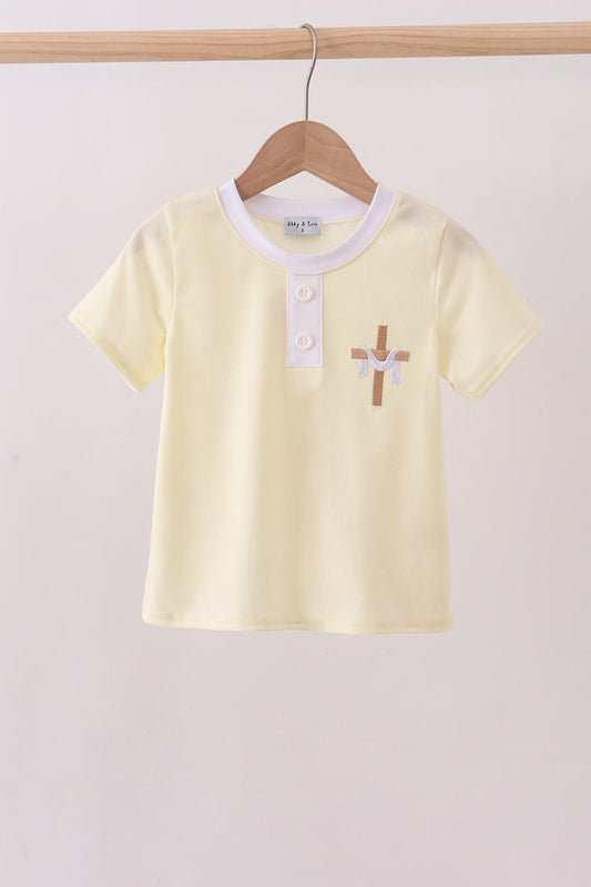 Yellow Cross Embroidered Top