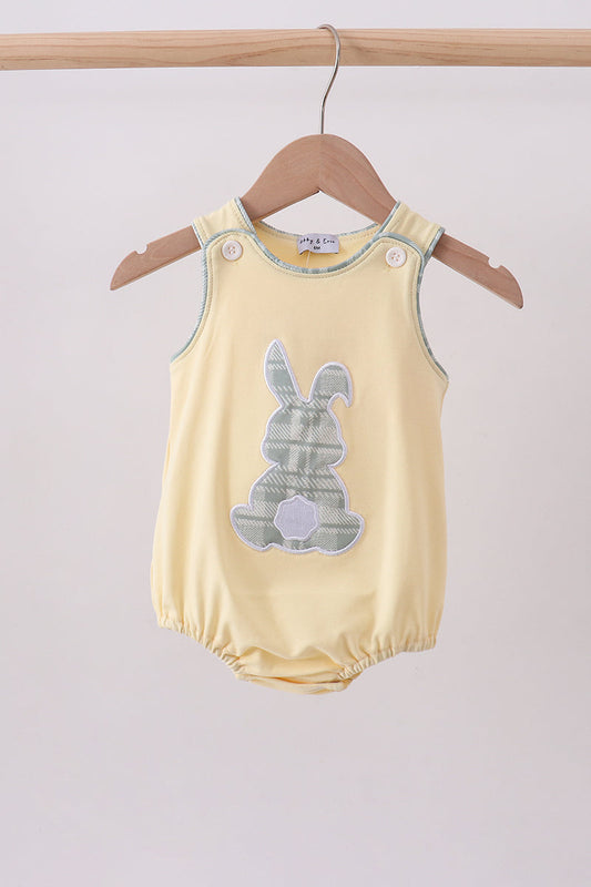 Yellow Plaid Bunny Applique Bubble