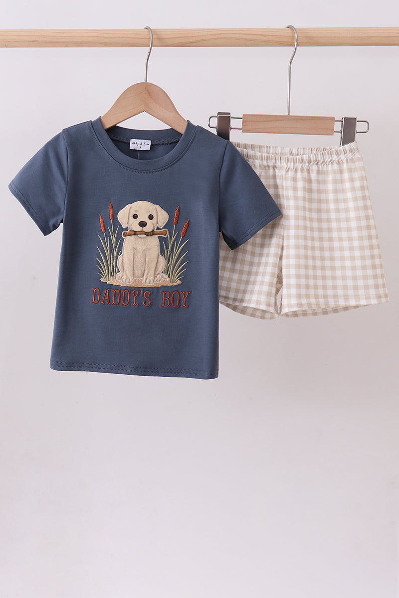 Daddy's Boy Appliqué Shorts Set