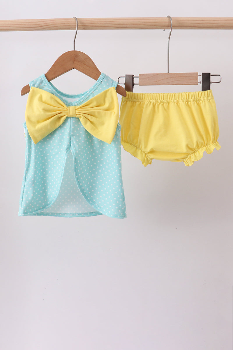 Lemon Smocked Bow Bloomer Set