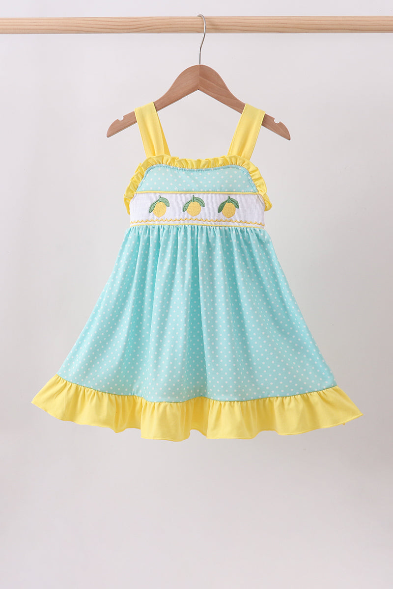 Lemon Smocked Ruffle Dress