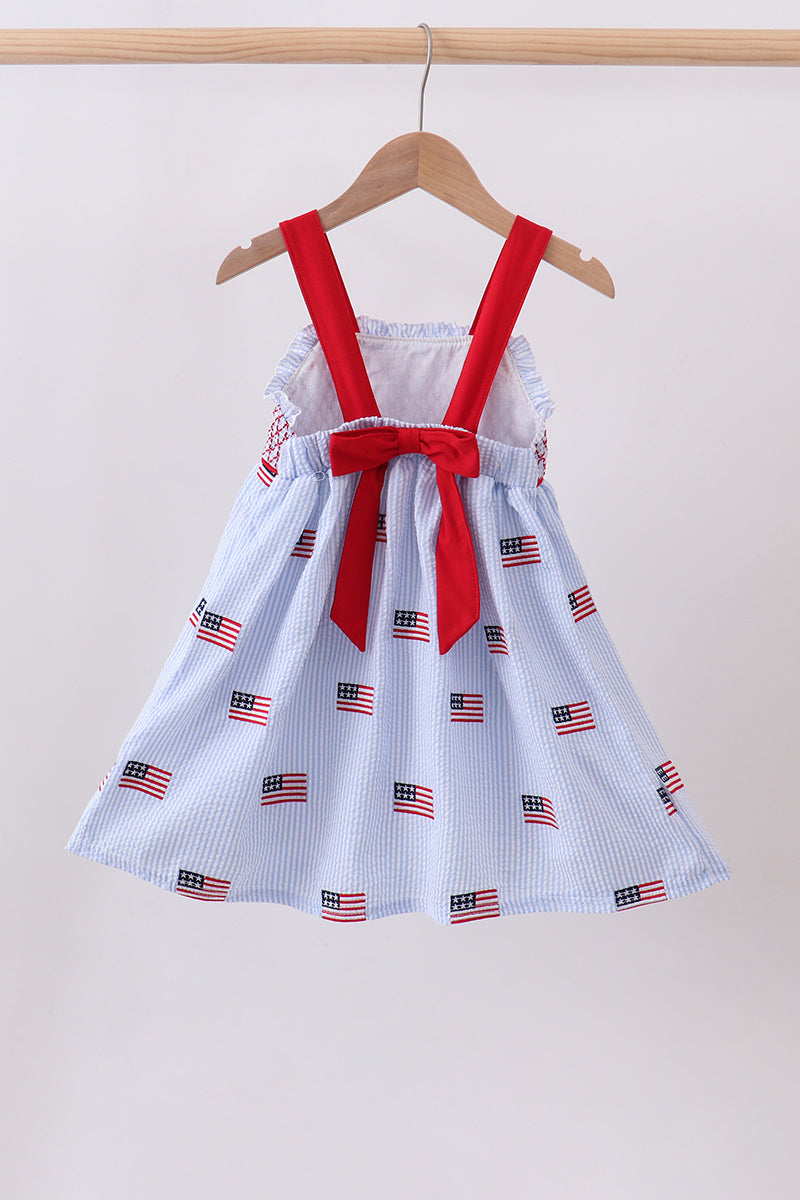 Flag Seersucker Smocked Dress