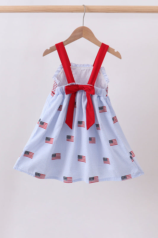 Flag Seersucker Smocked Dress